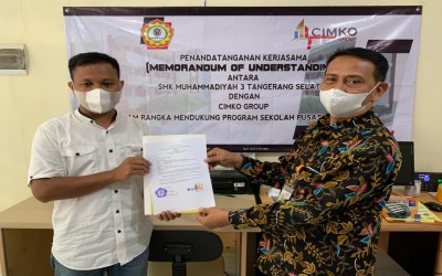 MoU SMK Muhammadiyah 3 Tangerang Selatan dengan PT CIMKO Media Grup